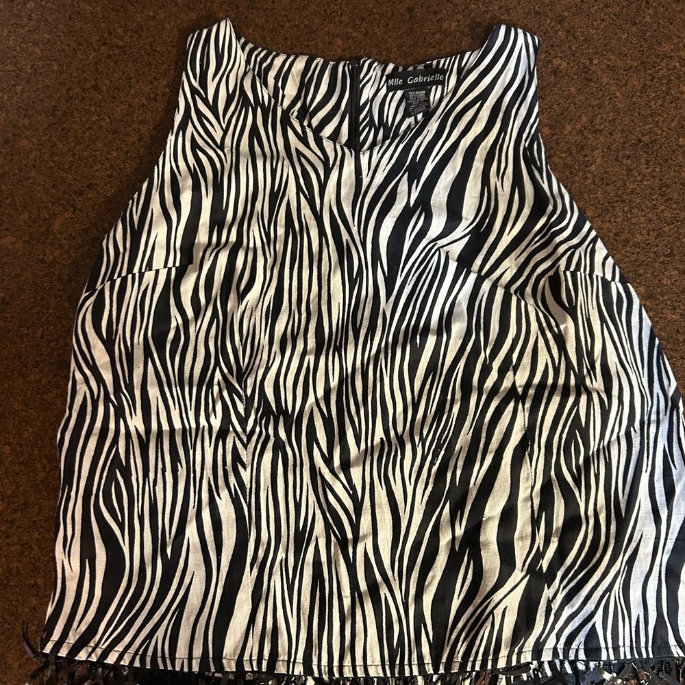 Zebra print tank top.